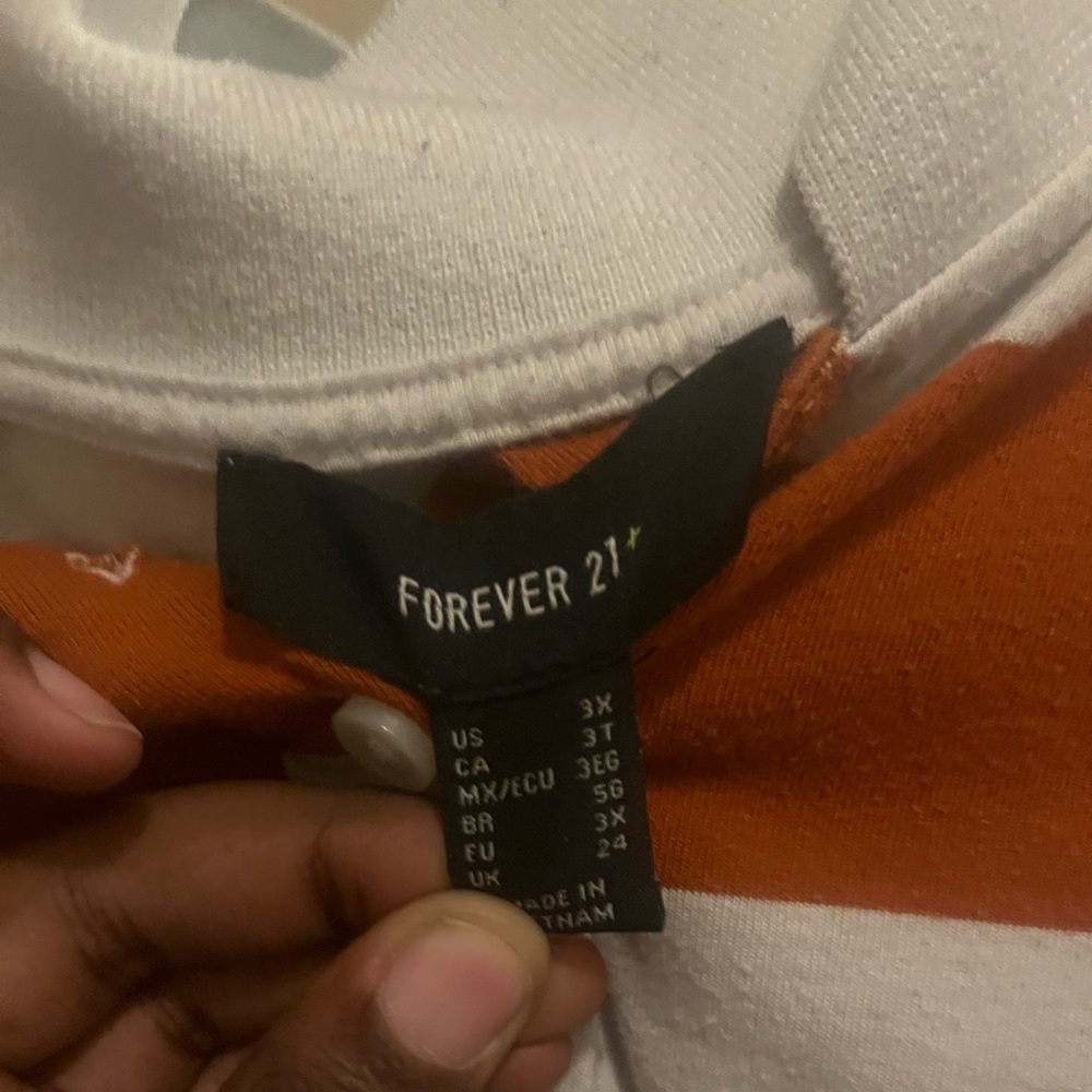 Forever 21 High Cropped orange and white top
